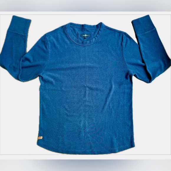 For All Mankind Men’s Long Sleeve Ribbed Cotton Shirt Navy Blue Size XL - Picture 1 of 5